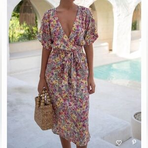 Hazel and Folk Melody Midi Floral Escape Dress